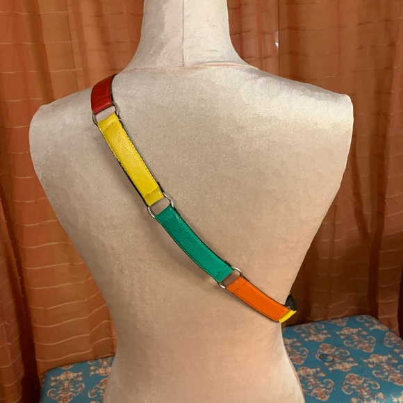 Plus- 100% leather- 80’s color block leather belt, A.D.R., ladies XL, plus size - Picture 14 of 16